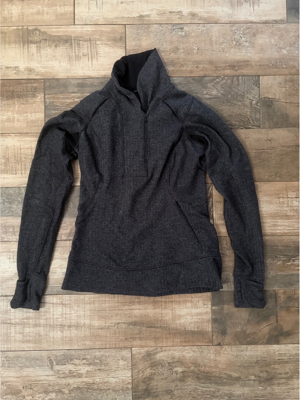 Lululemon Think Fast Pullover Herringbone Cowl Neck Thumb Holes Size 6